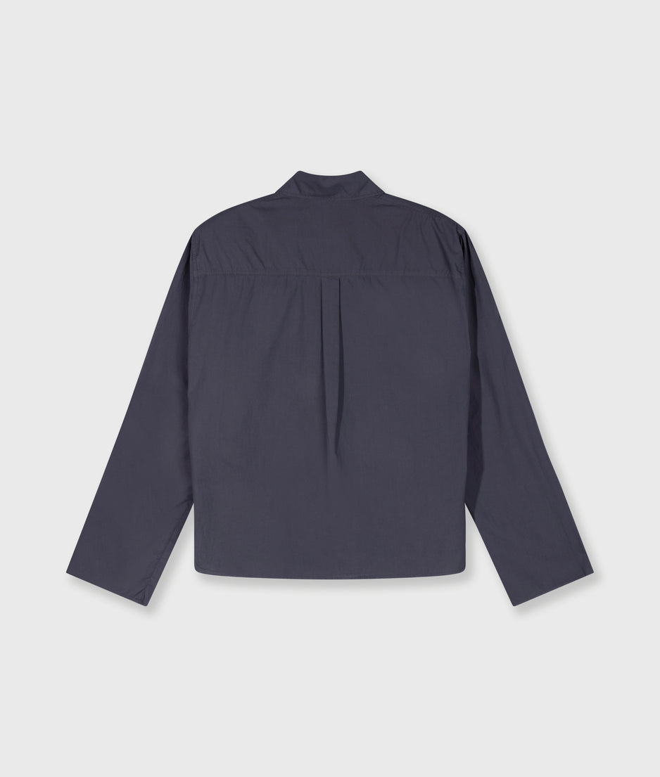 cropped shoulder shirt | steel blue
