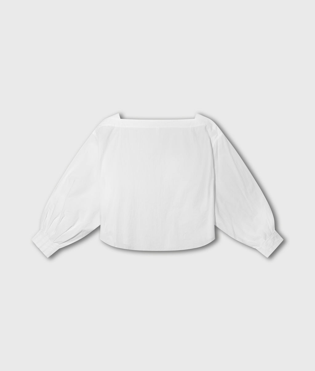 boatneck blouse poplin | white