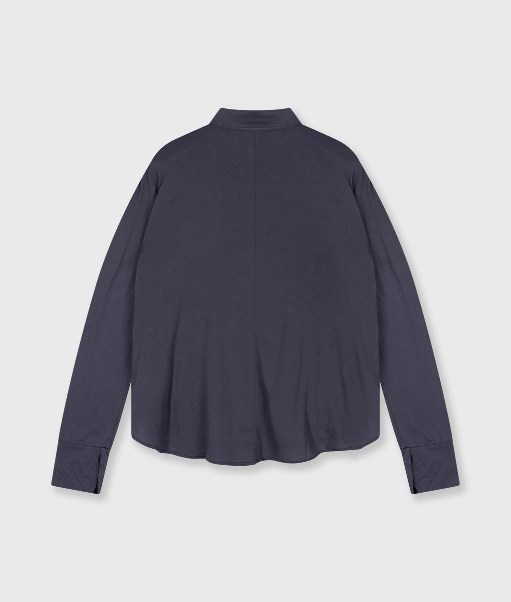 wrap blouse | steel blue