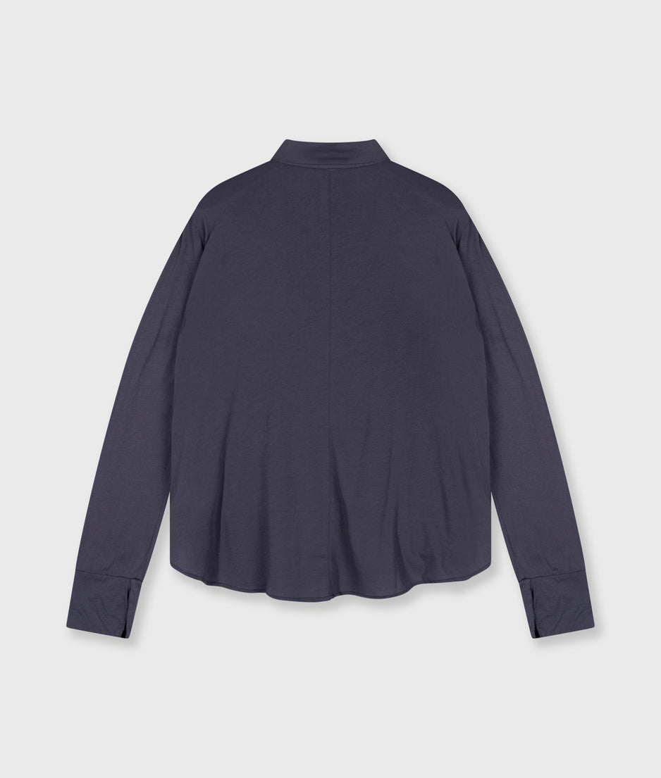 wrap blouse | steel blue