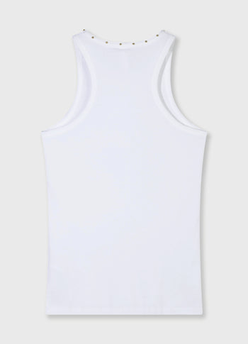 tank top rib pearls | white