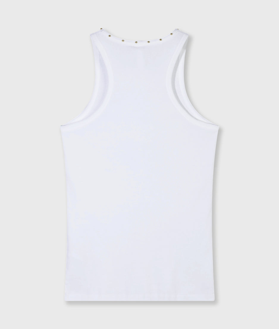 tank top rib pearls | white