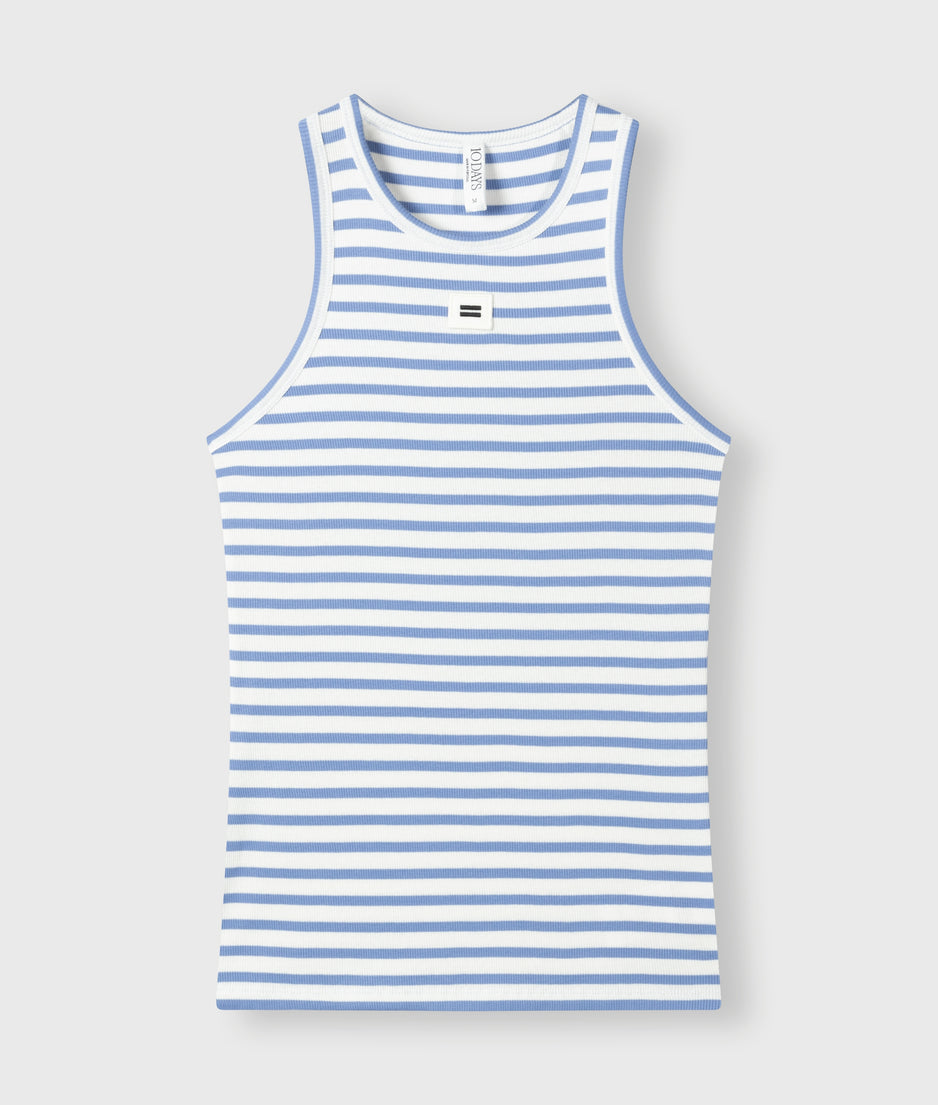 tank top rib stripes | ecru/blue bell
