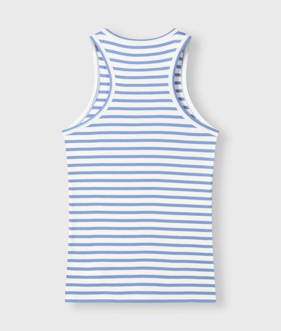 tank top rib stripes | ecru/blue bell