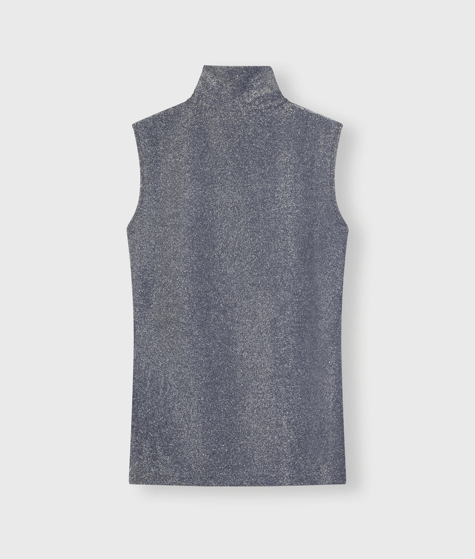 turtleneck top glitter | black
