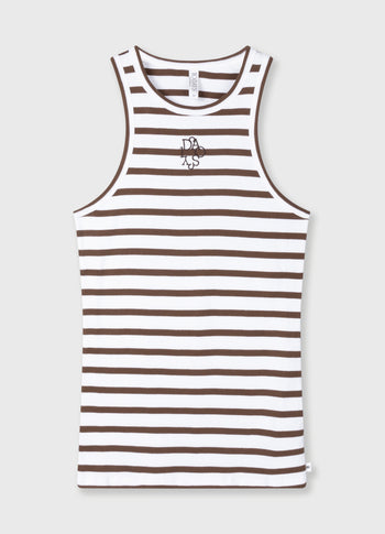tank top rib stripes | white/dark truffle
