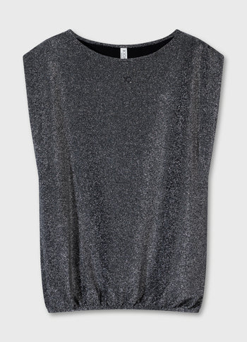 sleeveless top glitter | black