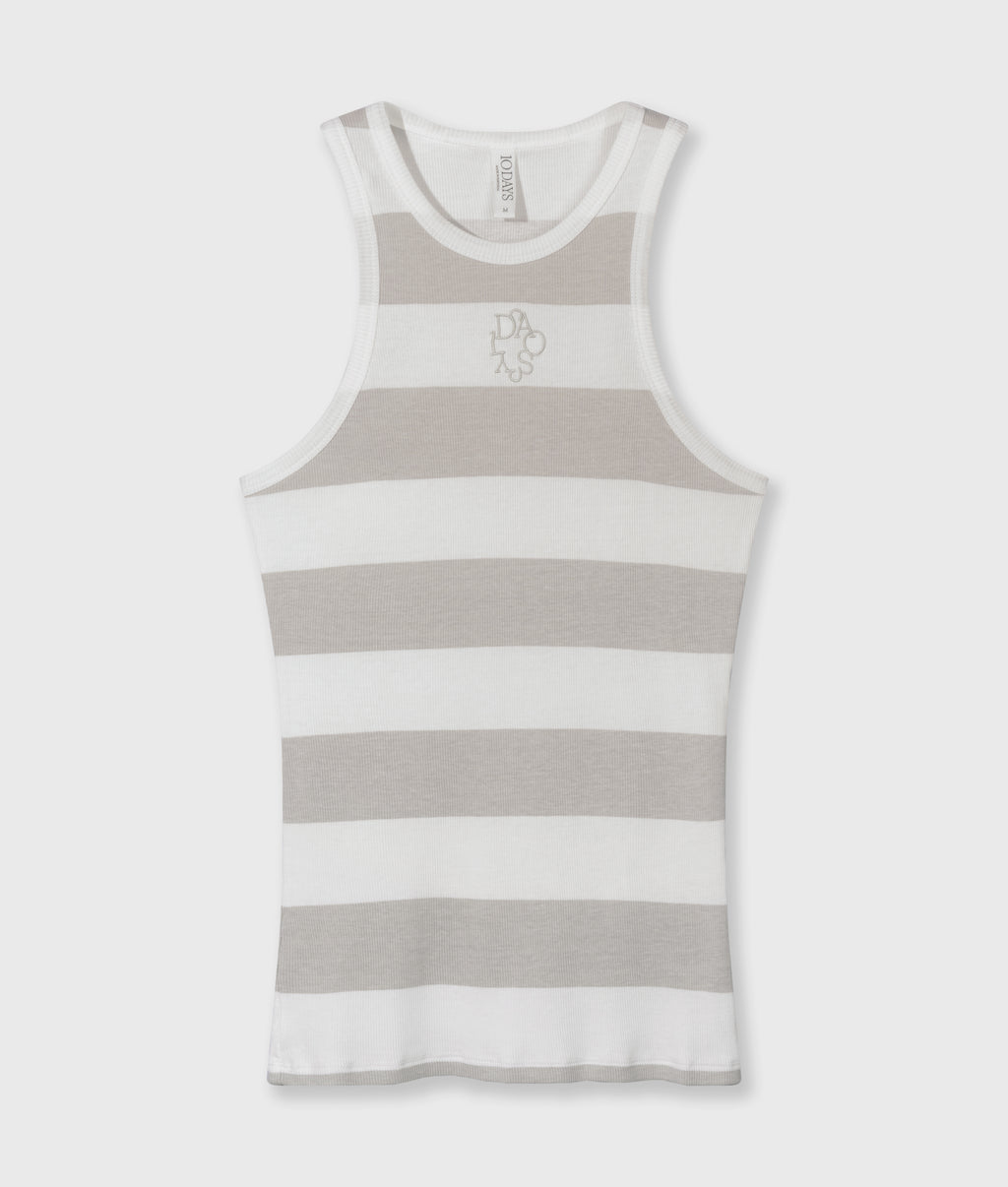 tanktop rib strepen | white/stone