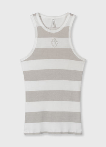 tank top rib stripes | white/stone