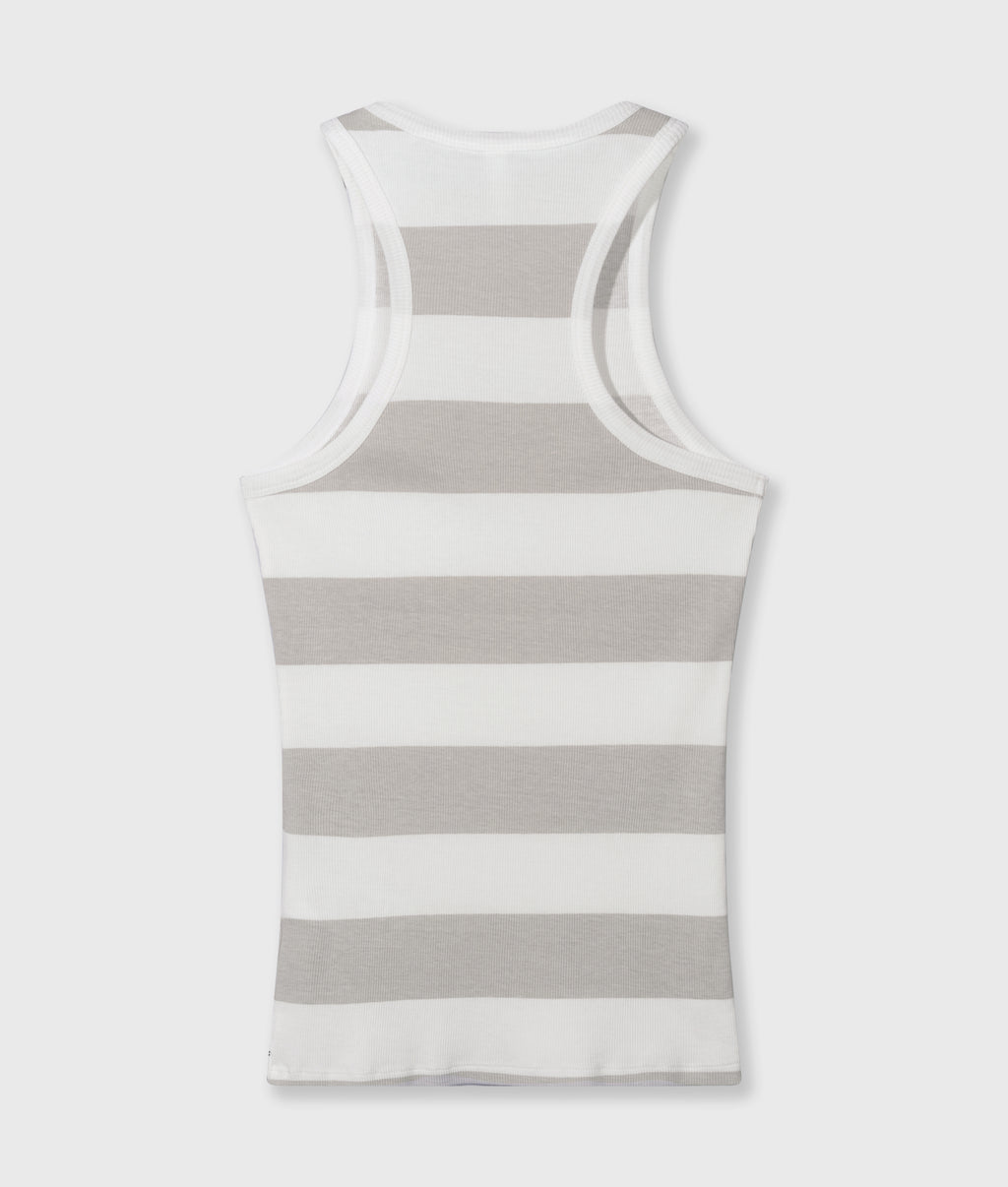 tanktop rib strepen | white/stone