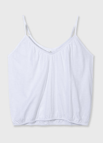 top gathered neck | white