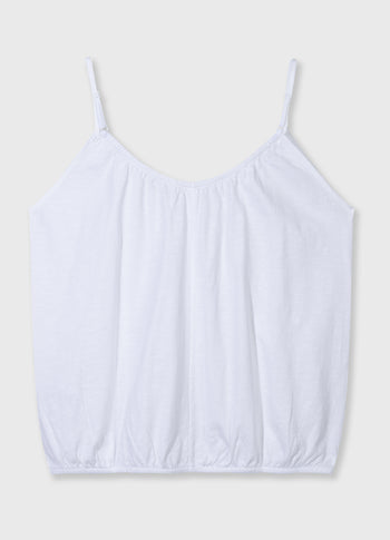 top gathered neck | white