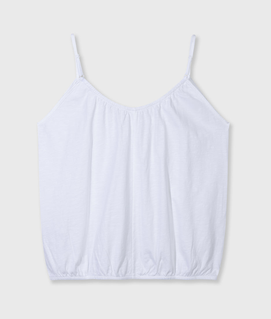 top gathered neck | white
