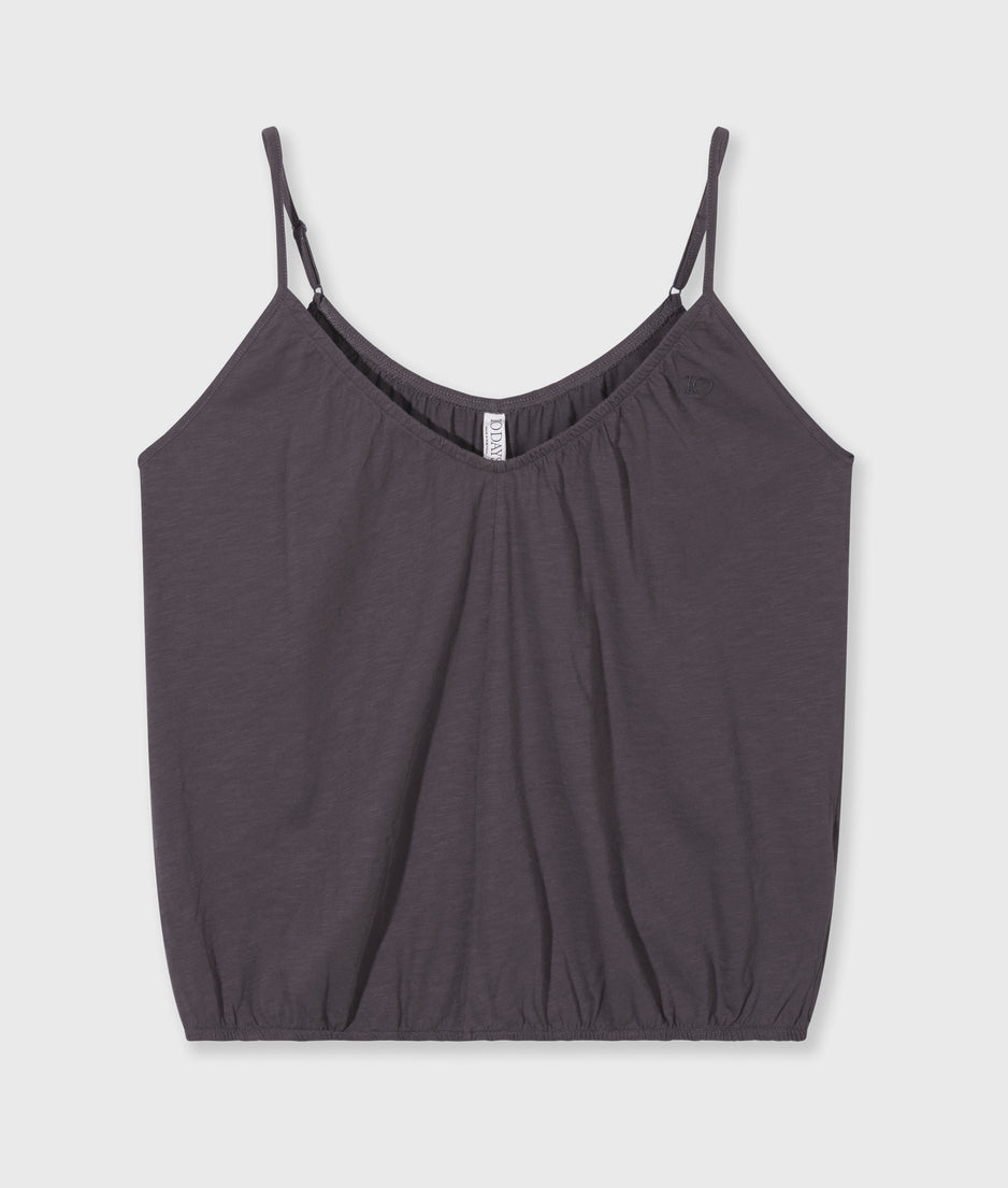 top gathered neck | steel blue
