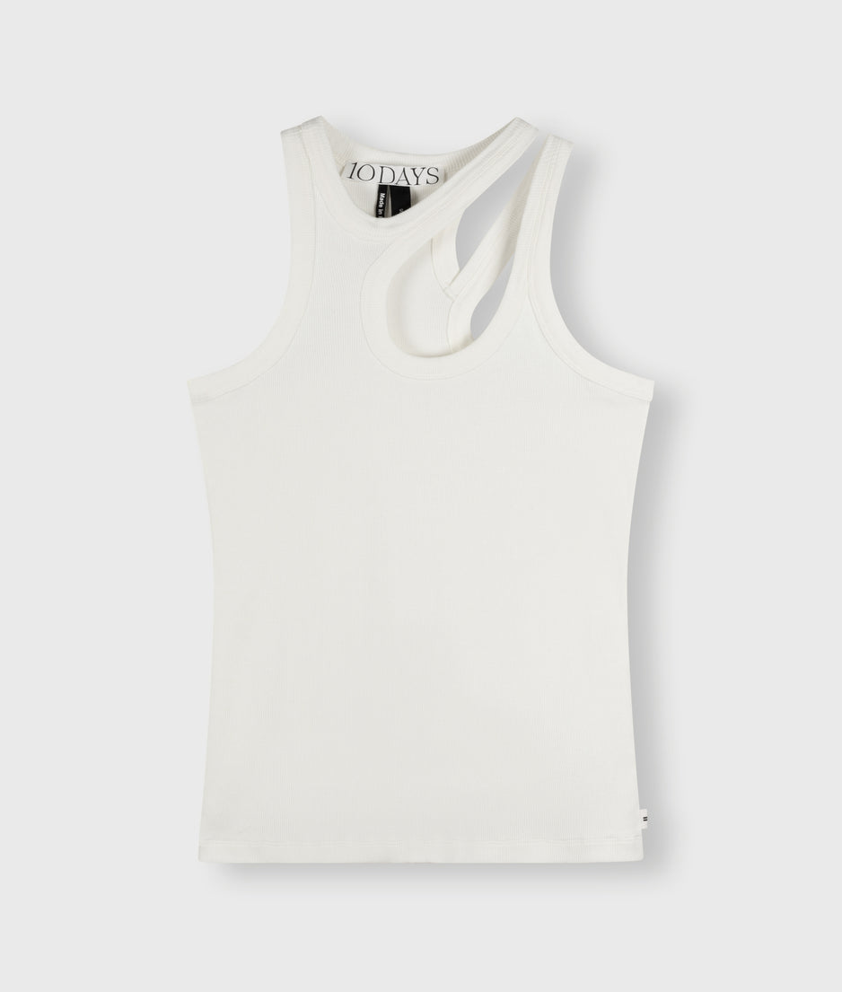 cut out tank top rib | ecru
