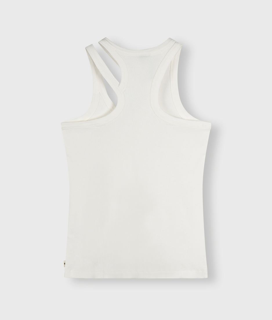 cut out tank top rib | ecru