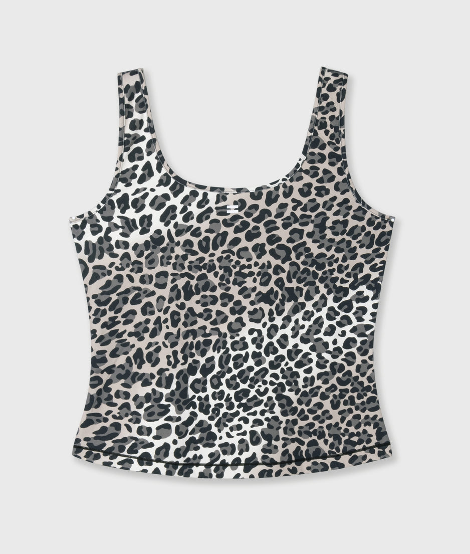 slimfit tanktop leopard | ecru