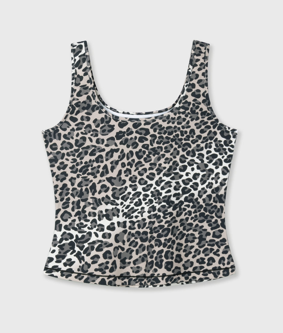 slimfit tanktop leopard | ecru