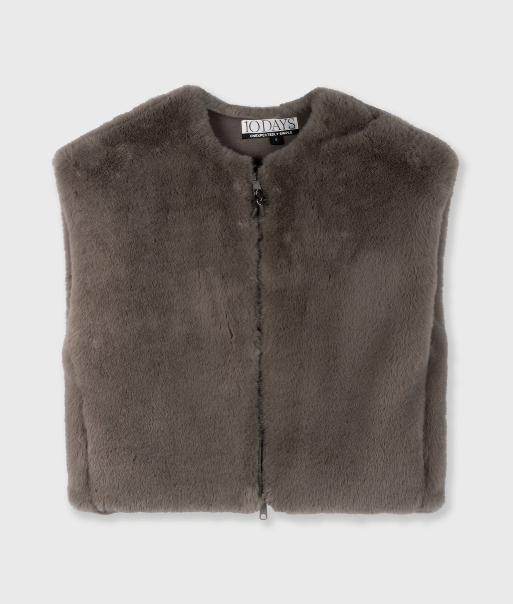 mouwloos fluffy vest | portobello