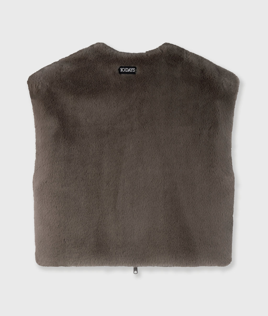 mouwloos fluffy vest | portobello