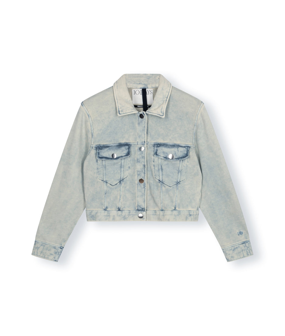 washed cropped jacket | blue denim