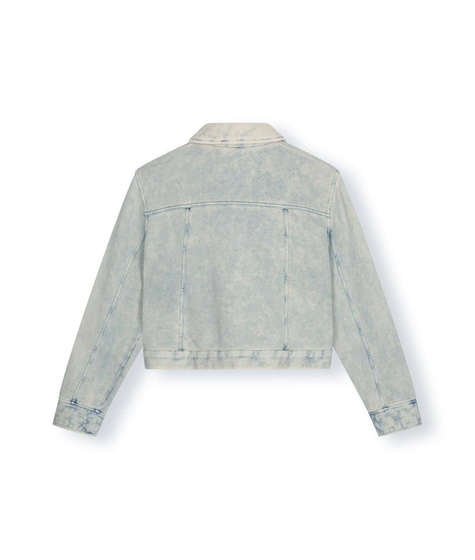 washed cropped jacket | blue denim