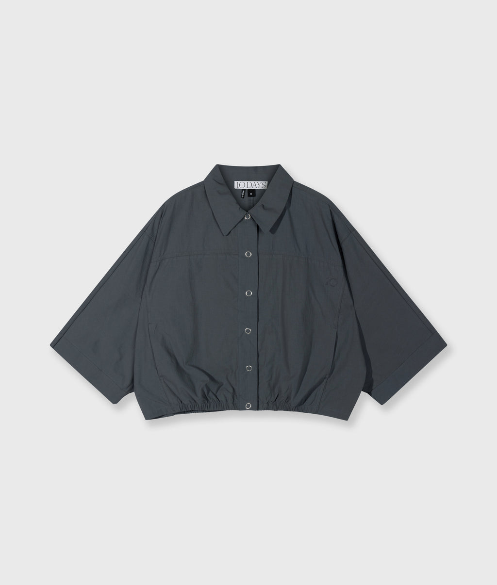 wide crinkle jacket | steel blue