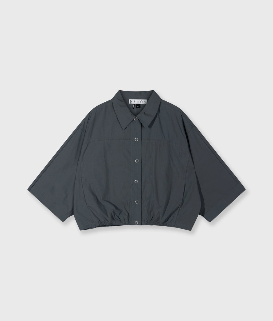 wide crinkle jacket | steel blue