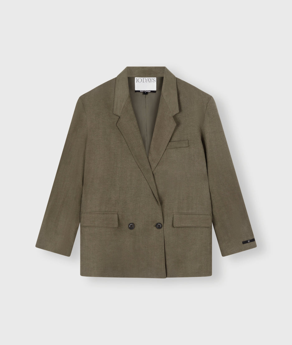 statement shoulder blazer | dark moss