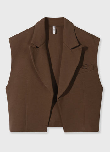 sleeveless blazer | dark truffle