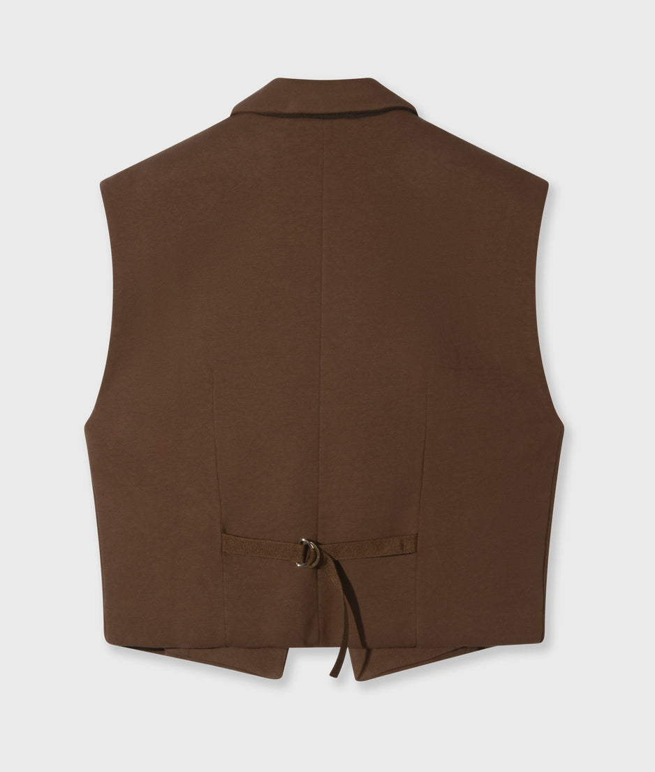 sleeveless blazer | dark truffle