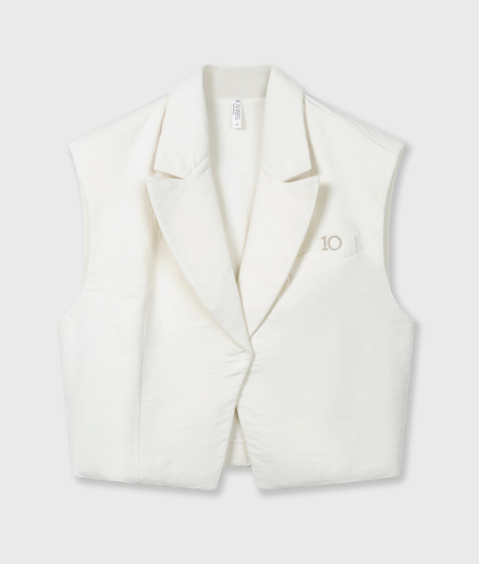 sleeveless blazer | pearl