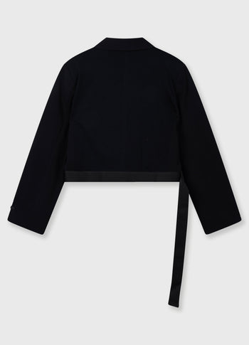 belted blazer crepe | black