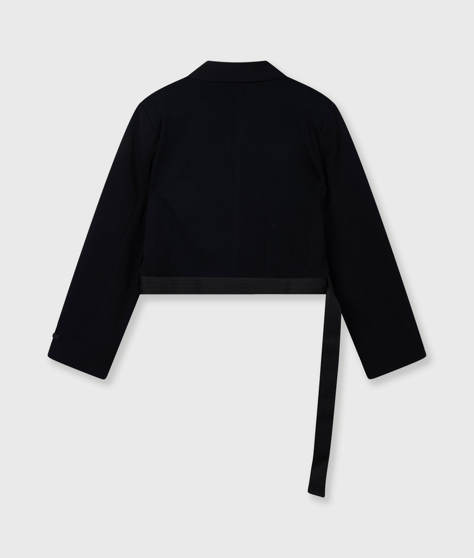 belted blazer crepe | black