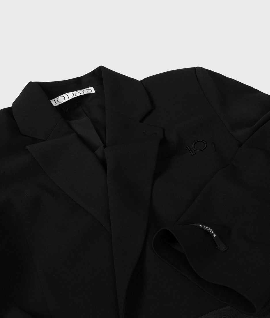 belted blazer crepe | black