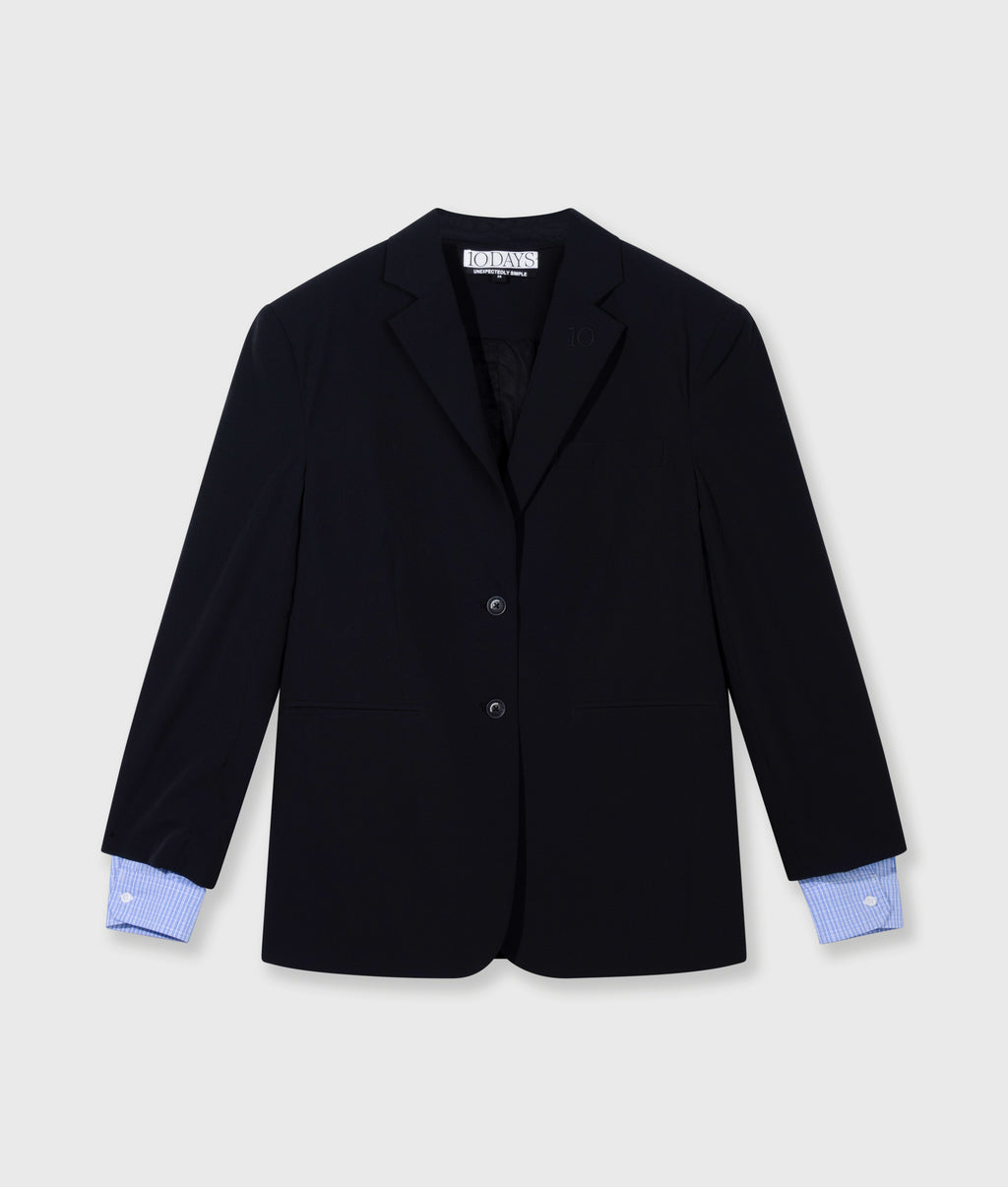 double cuff travel blazer | black