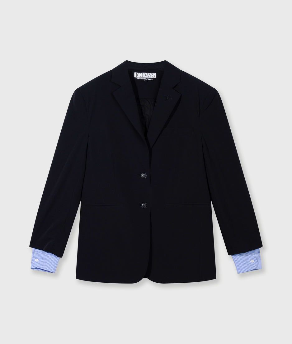 double cuff travel blazer | black
