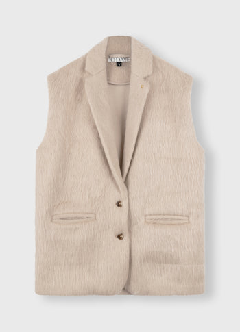 hairy sleeveless blazer | sepia sand