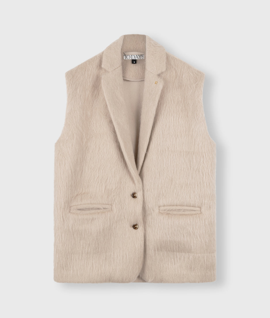 hairy sleeveless blazer | sepia sand