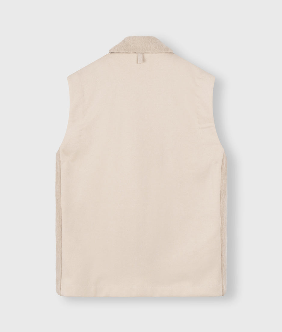hairy sleeveless blazer | sepia sand