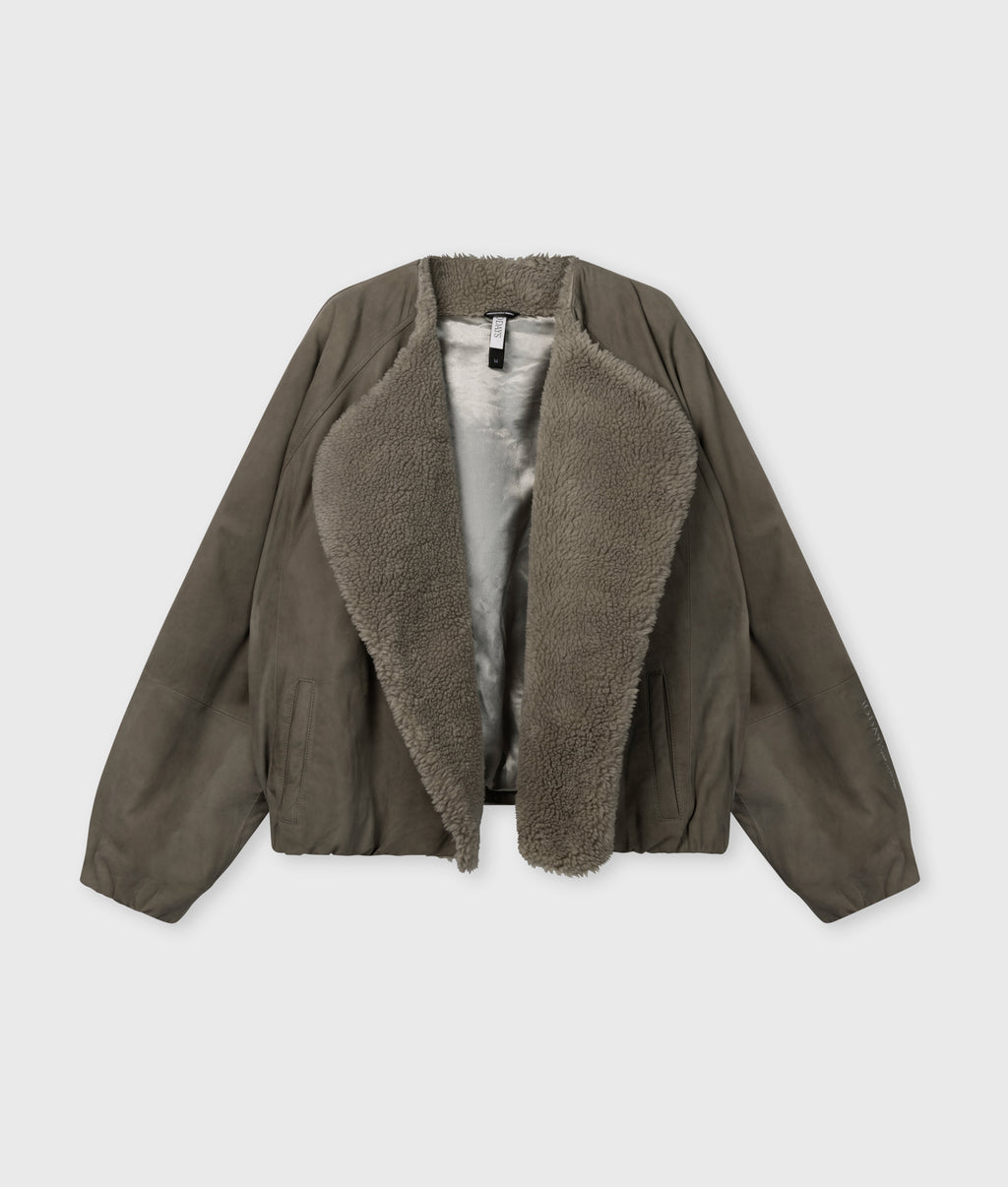 suede jacket | dark fog