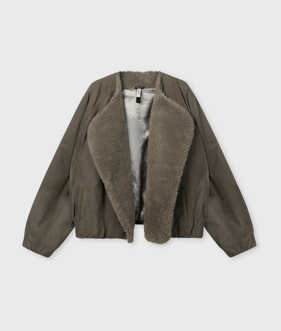 suede jacket | dark fog