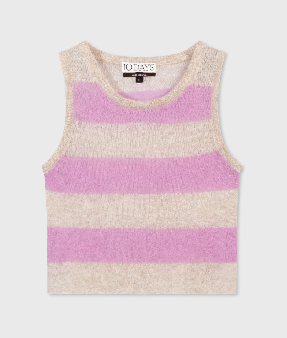 tank top thin knit stripes | light safari/violet
