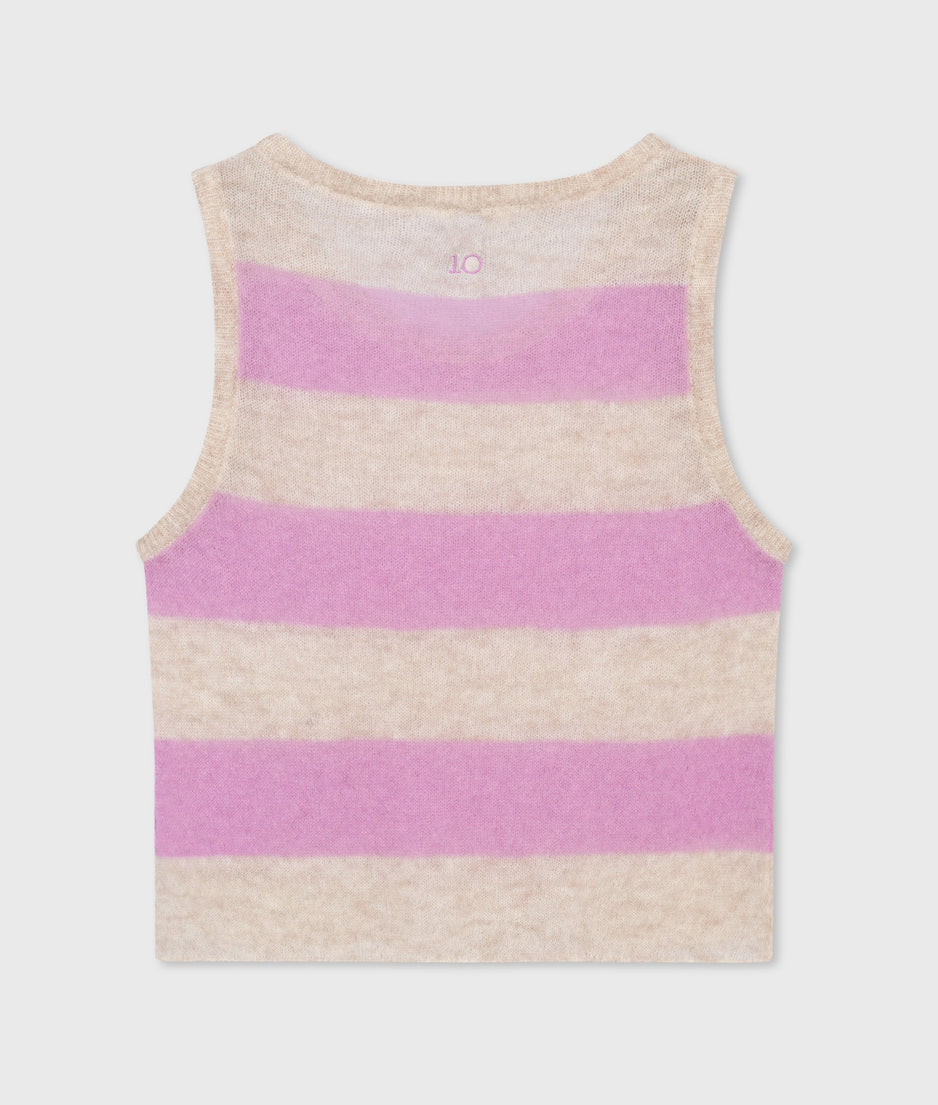 tank top thin knit stripes | light safari/violet