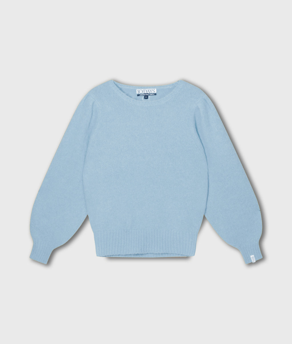 gebreide trui met pofmouwen | angel blue