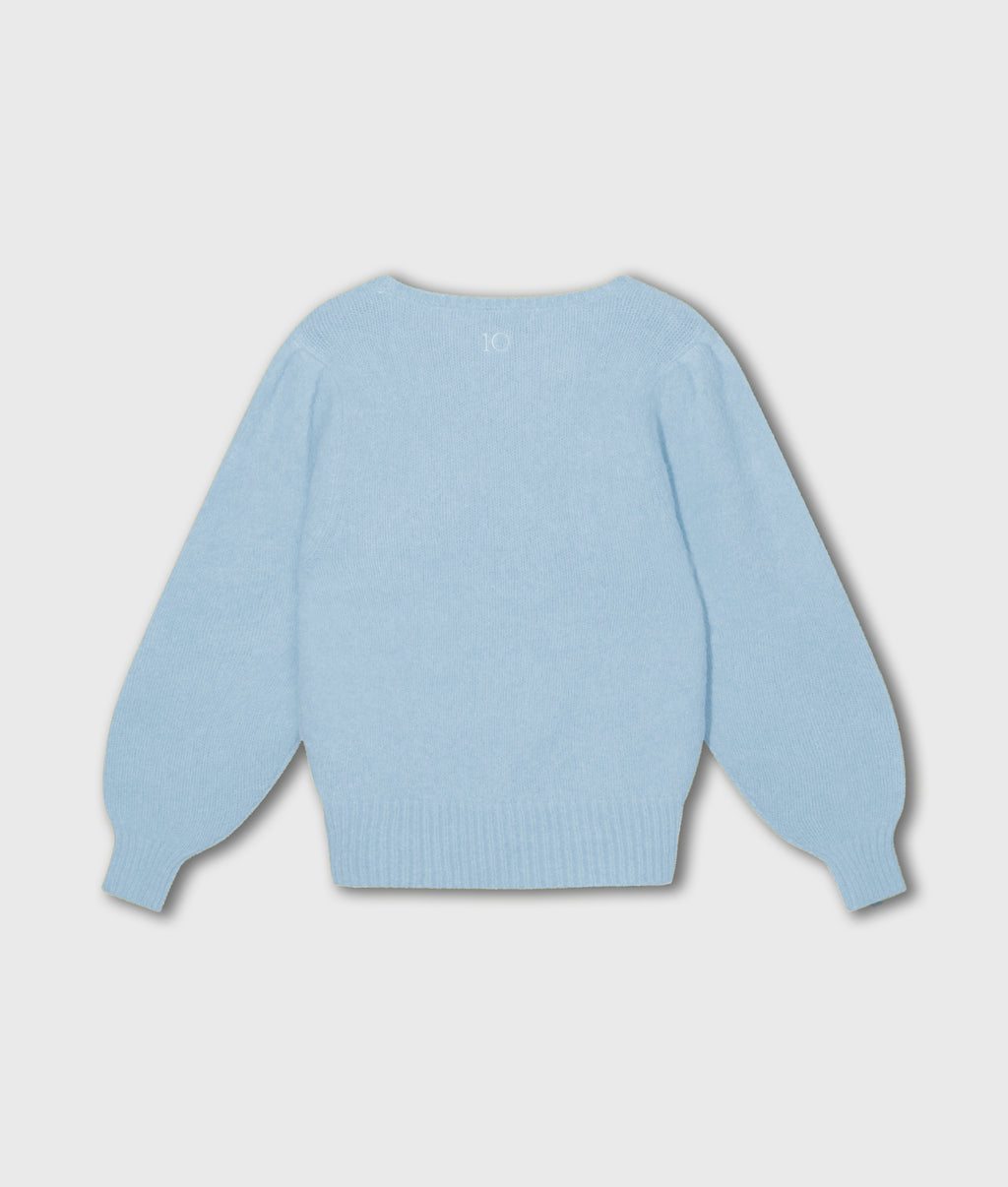 gebreide trui met pofmouwen | angel blue