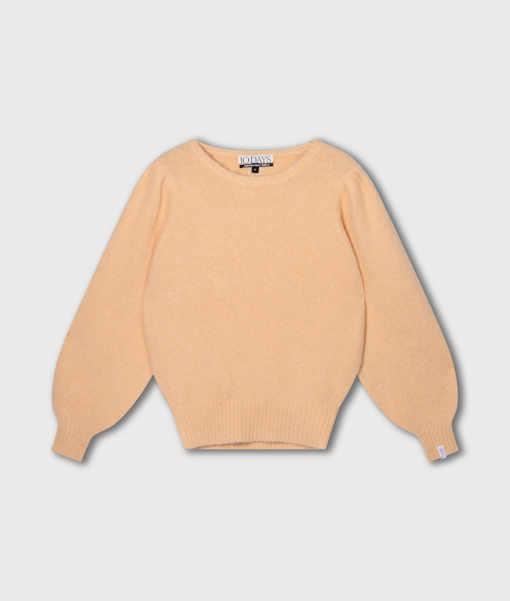 puff sleeve knit sweater | pastel mango