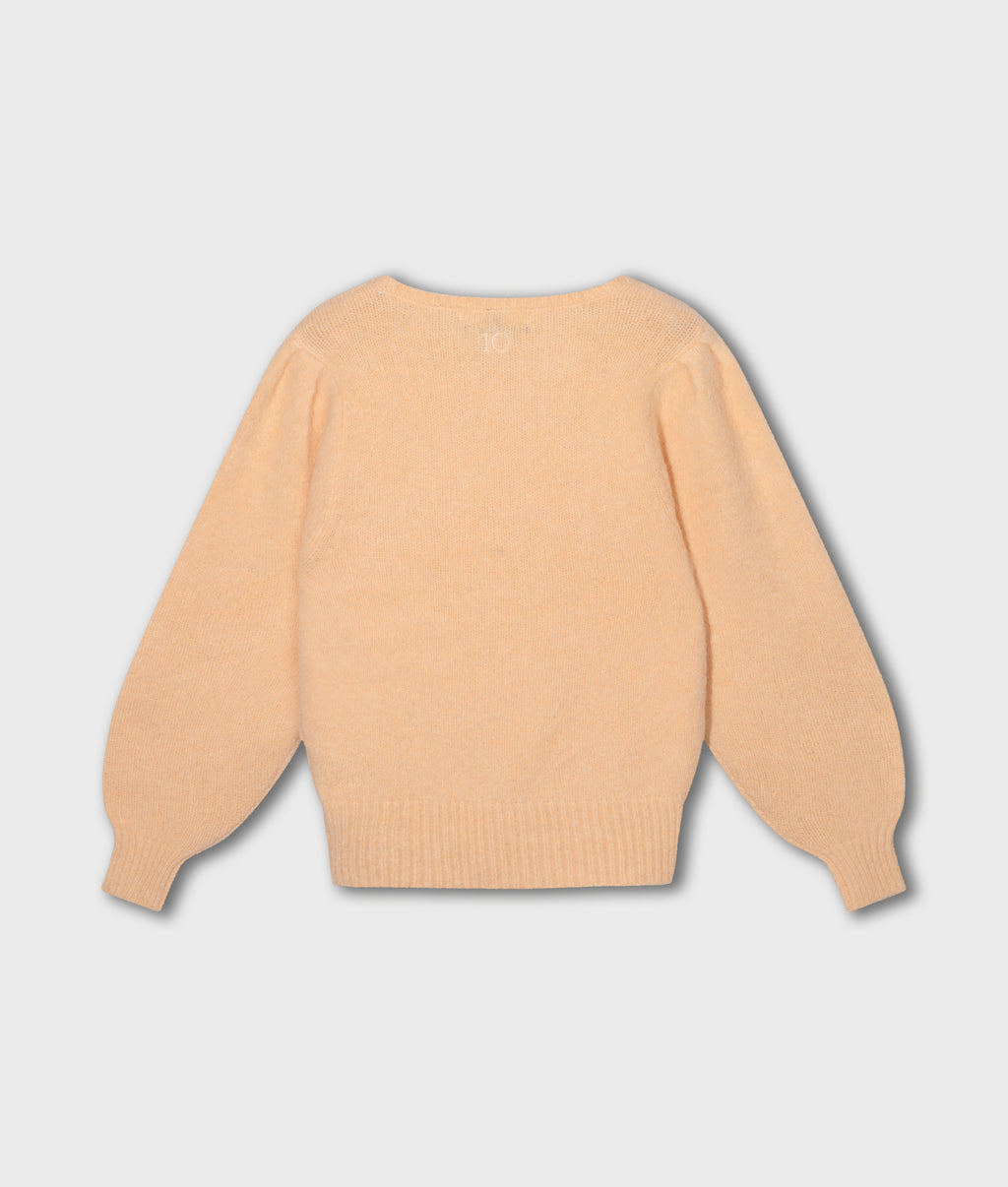 puff sleeve knit sweater | pastel mango