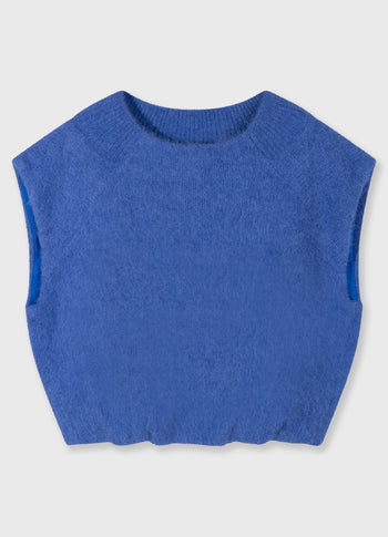 balloon hairy knit top | ultramarine