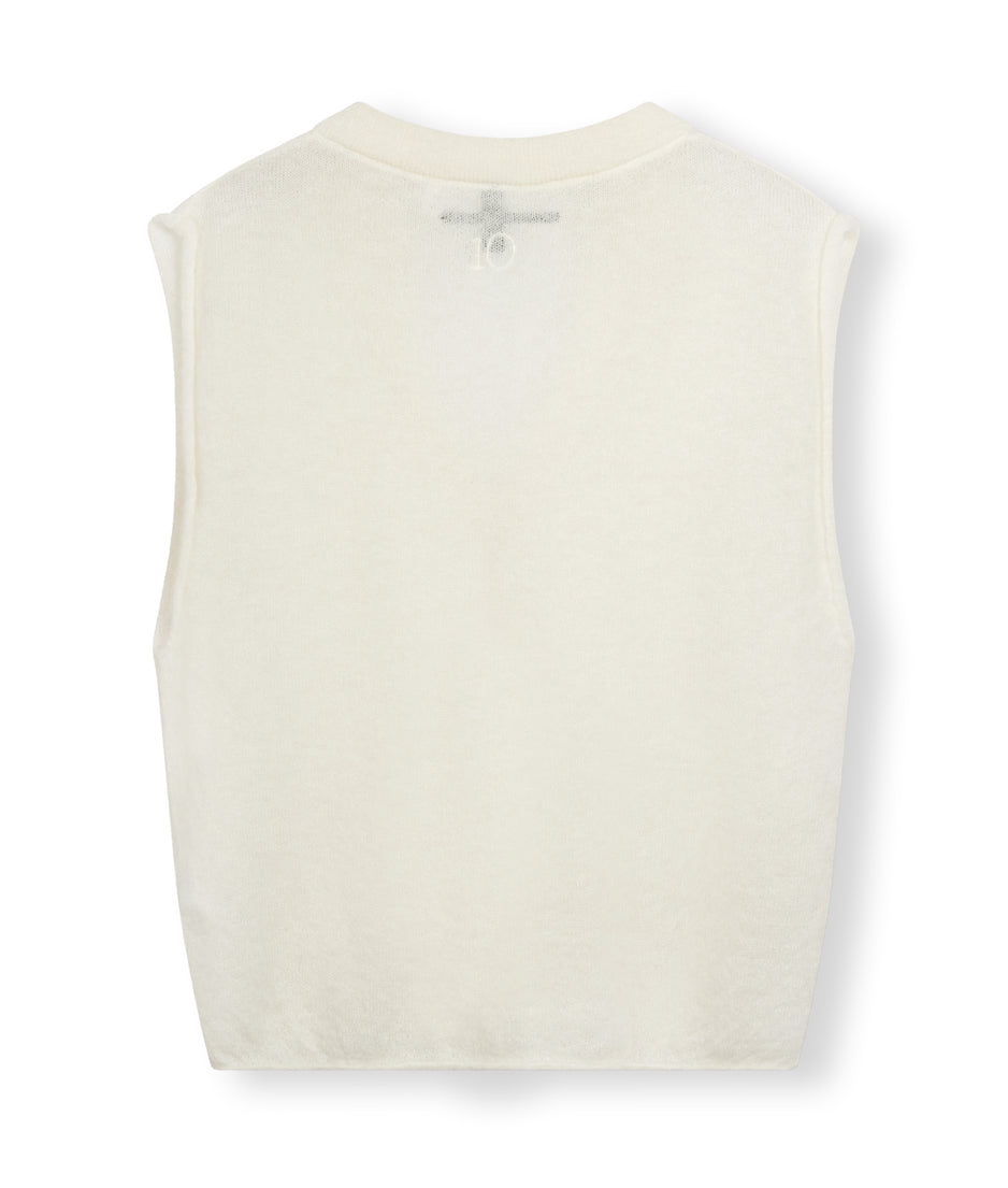 v-neck top knit | ecru